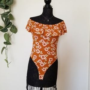 Retro Terracotta Floral Bodysuit